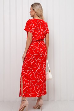 Платье длинное красное с разрезами Селена №5 Valentina(фото5)